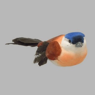 petit oiseau pour la décoration brun-bleu et orange 13 x 4 c