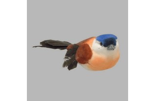vogeltje voor decoratie bruin-blauw en oranje 13 x 4 cm