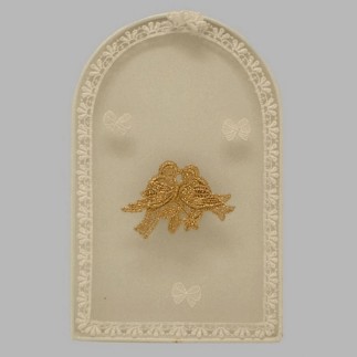 decoratie van kant tortelduiven kleur wit goud 21 cm
