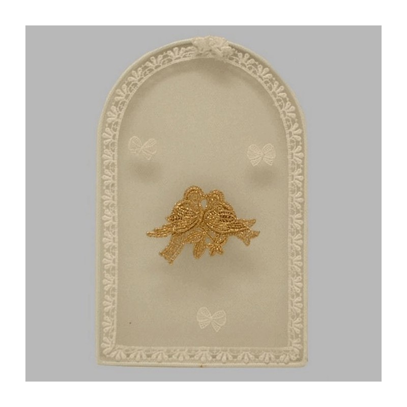 decoratie van kant tortelduiven kleur wit goud 21 cm