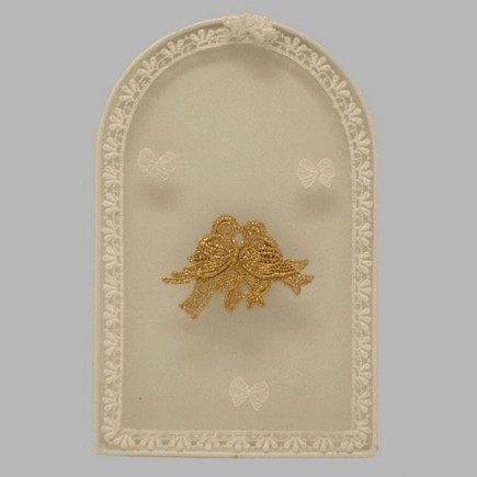 decoratie van kant tortelduiven kleur wit goud 21 cm