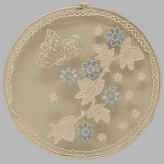 decoratie van kant vlinder kleur wit blauw 20 cm