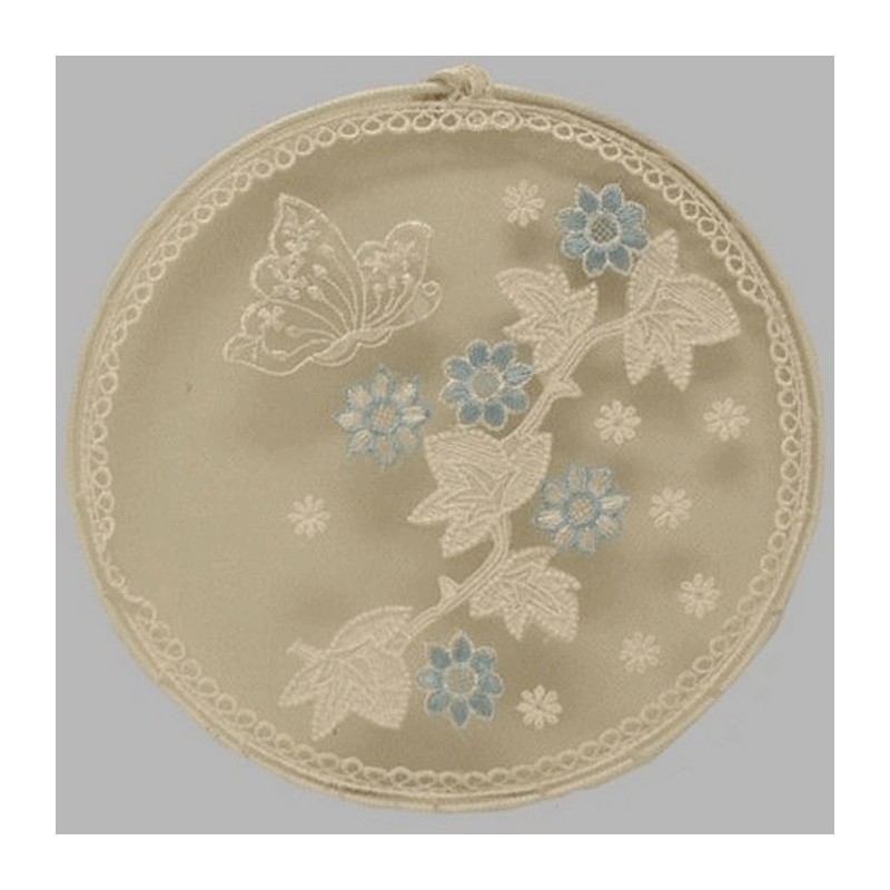 décor de dentelle papillon couleur blanc bleu 20 cm