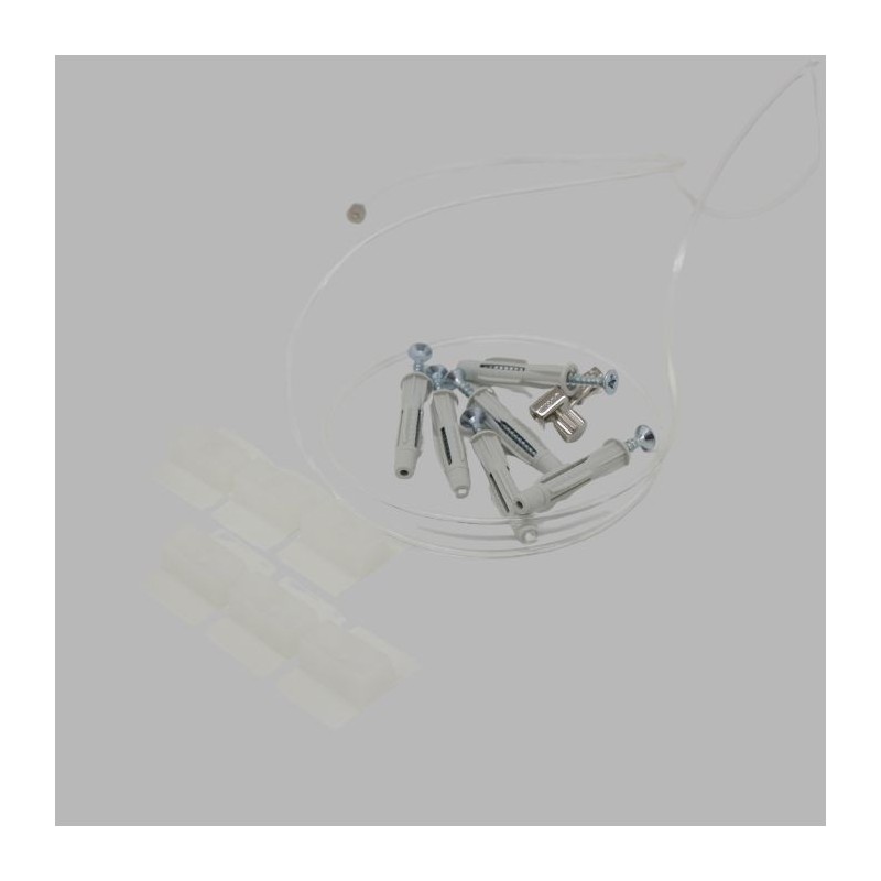 fil de suspension avec fixation par crochet pour rails avec bouchons et vis