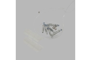 suspension wire with hook attachment for rails with dowels and screws