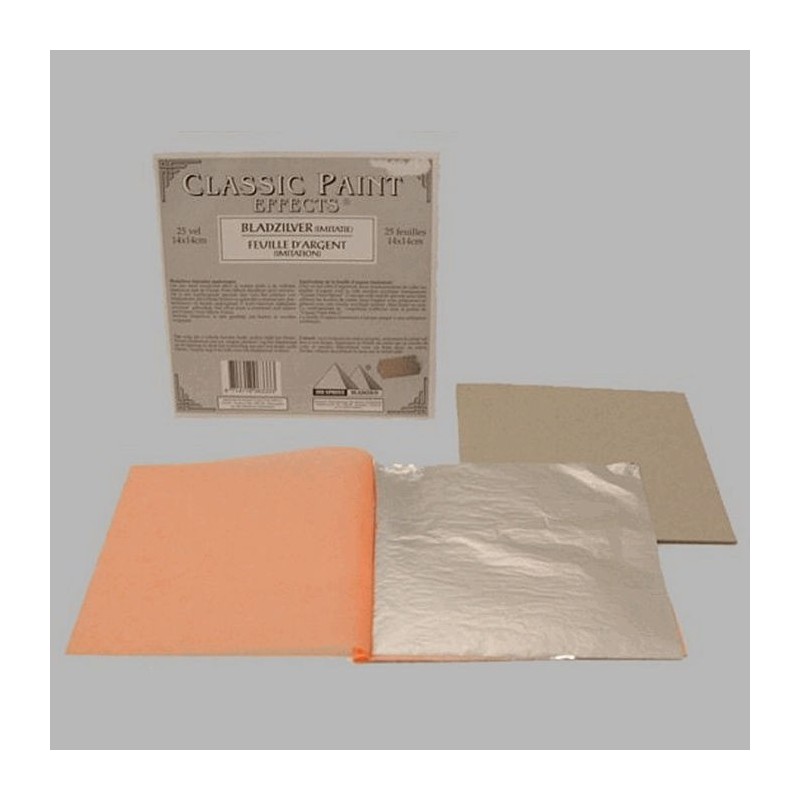 leaf of silver imitation 14 x 14 cm 25 sheets