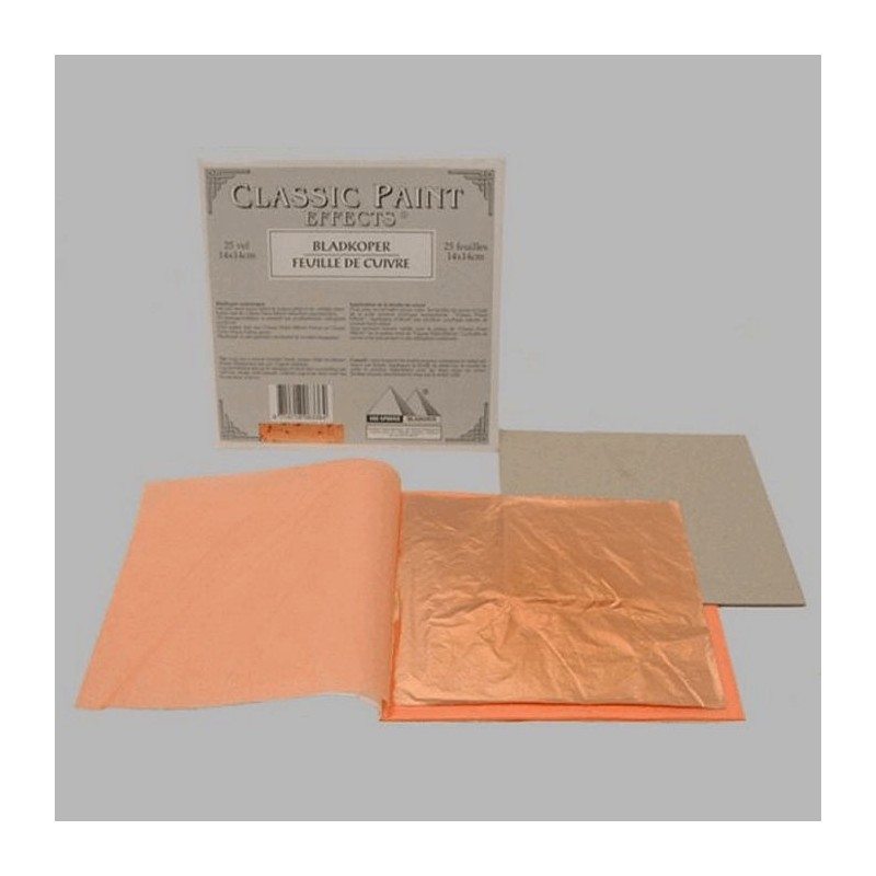 feuille cuivre imitation 14 x 14 cm 25 feuilles