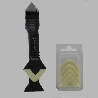 Outil de finition et de retrait de mastic silicone 2 en 1