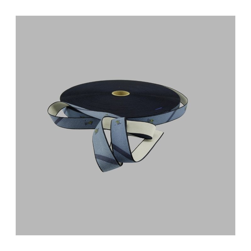 élastique / Élastique porte-jarretelles couleur bleu clair motif golf largeur de 25 mm