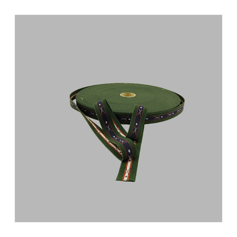 élastique / Élastique porte-jarretelles couleur verte motif golf largeur de 25 mm
