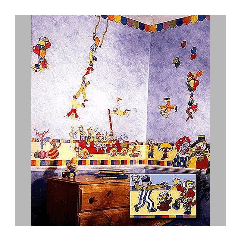 Decorations for kidsrooms of frieze frame design dancing Clowns