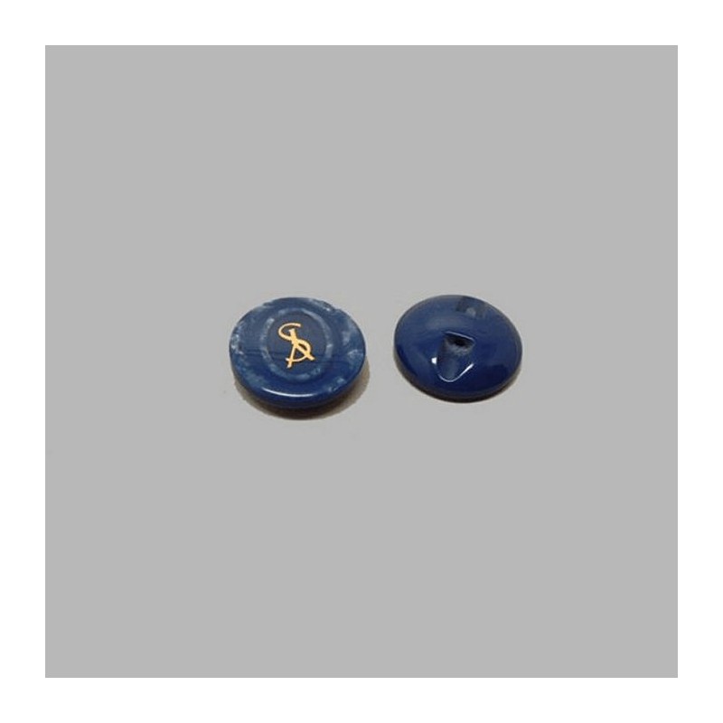 Knoop blauw goud 17 mm