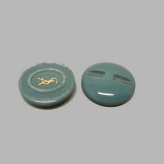 Button light blue-gold 25 mm