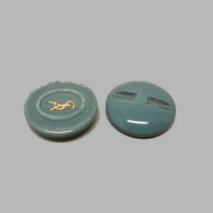 Bouton bleu clair-or 25 mm