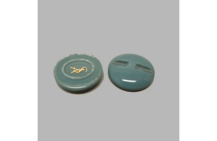 Bouton bleu clair-or 25 mm