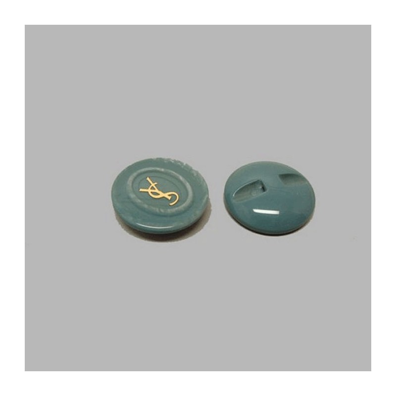 Bouton bleu clair-or 22 mm