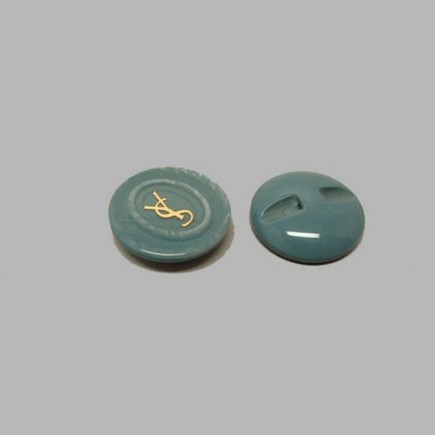 Bouton bleu clair-or 22 mm