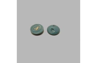 Bouton bleu clair-or 17 mm