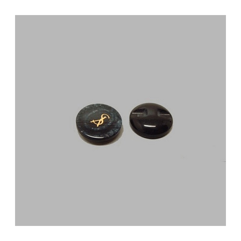 Bouton noir-bleu 17 mm