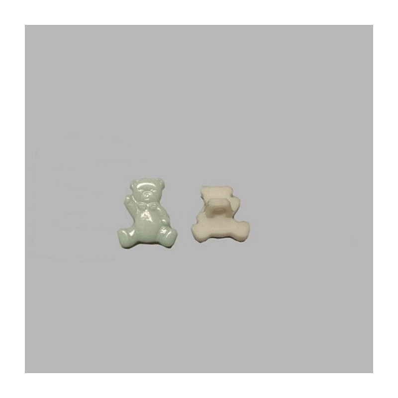 Bouton ours vert clair 15 mm