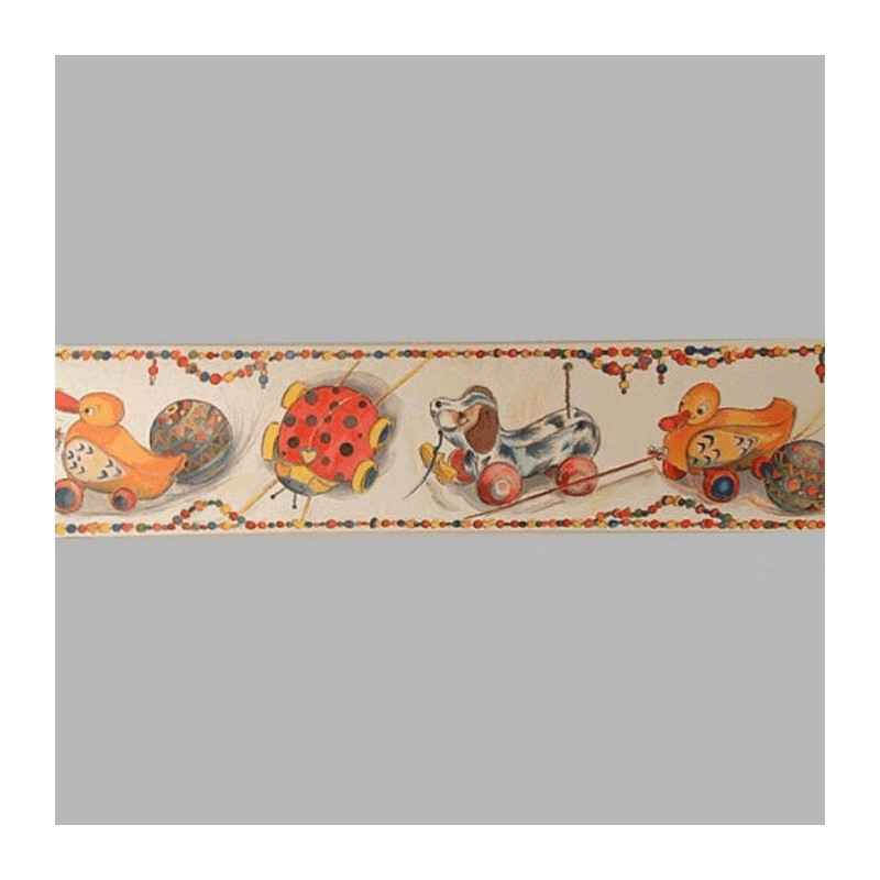 Bordure de papier peint chariots jouets et perles 18 cm x 5 mètre