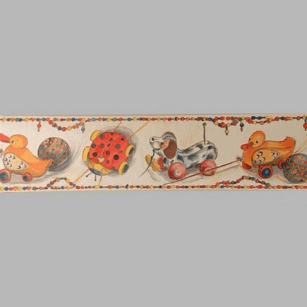 Bordure de papier peint chariots jouets et perles 18 cm x 5 mètre