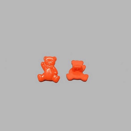 Bouton ours orange 15 mm