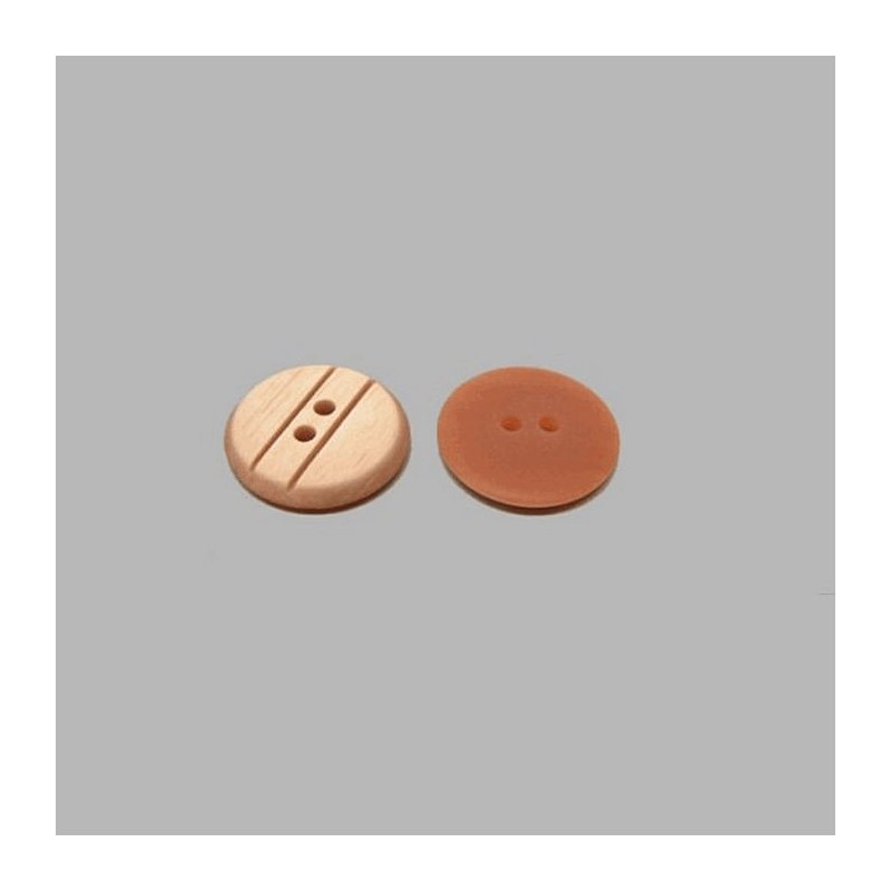 Button with stripes light brown 20 mm