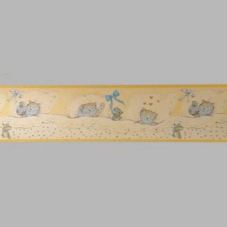 Wallpaper border cat and mouse yellow 18 cm x 5 meter