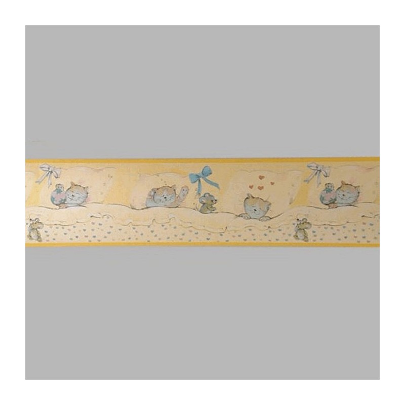 Wallpaper border cat and mouse yellow 18 cm x 5 meter