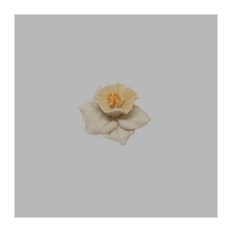 narcis van porselein kleur wit en geel 30 mm hoogte 15 mm