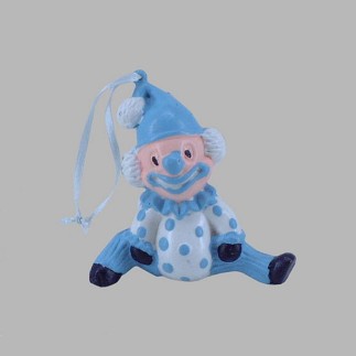 clown couleur bleu blanc 10 x 5 cm