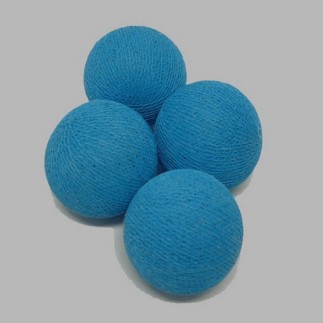 boule de textile couleur bleue Dm 60 mm et 4 pcs