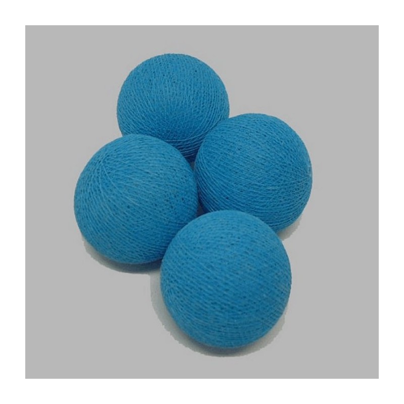 boule de textile couleur bleue Dm 60 mm et 4 pcs