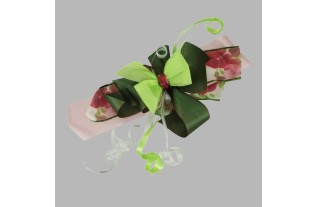 Noeud rose floral foncé, vert clair L 32 x L 25 cm