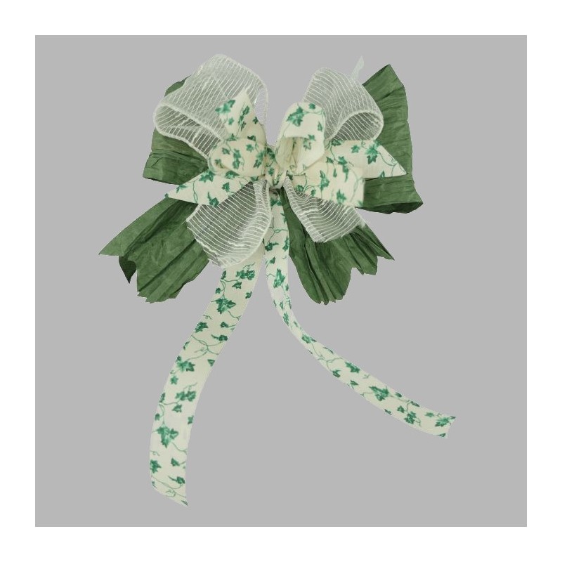Noeud papier blanc vert L 17 x L 27 cm