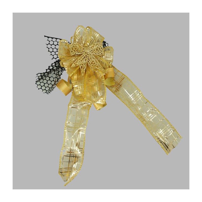 Strik goud zwart Br 12 x L 27 cm