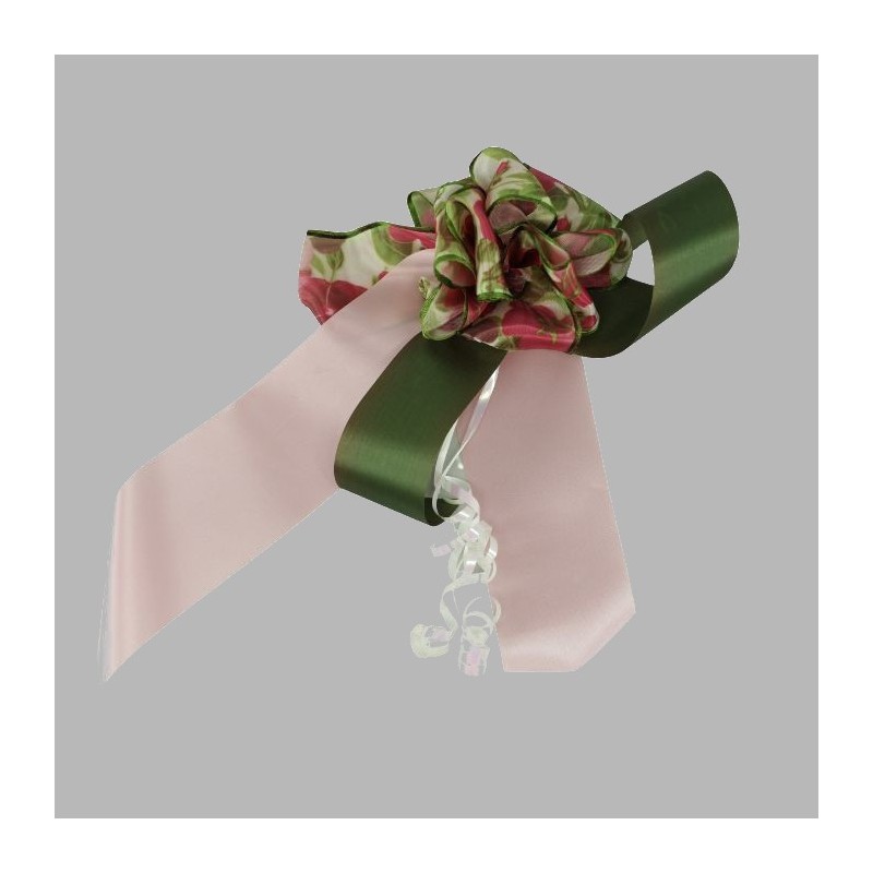 Bow tie double rose green L 25 x w 12 cm