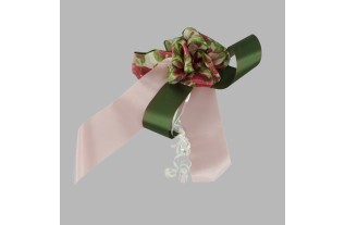 Bow tie double rose green L 25 x w 12 cm