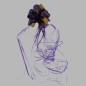 Noeud violet et doré avec ruban à friser L 12 x L 40 cm