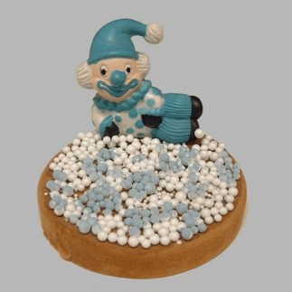 clown en beschuit met muisjes wit blauw 12 cm