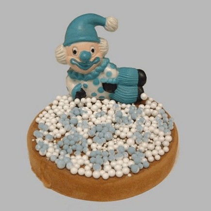 clown en beschuit met muisjes wit blauw 12 cm