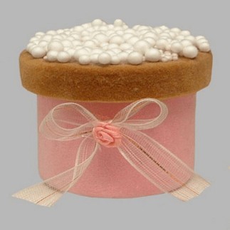 beschuit doosje met muisje strik wit rose 7 x 6 cm