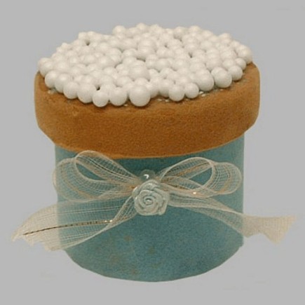 beschuit doosje met muisje strik wit blauw 7 x 6 cm