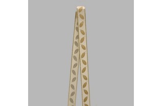 Decoration ruban de tissu or blanc conception de feuilles largeur 25 mm