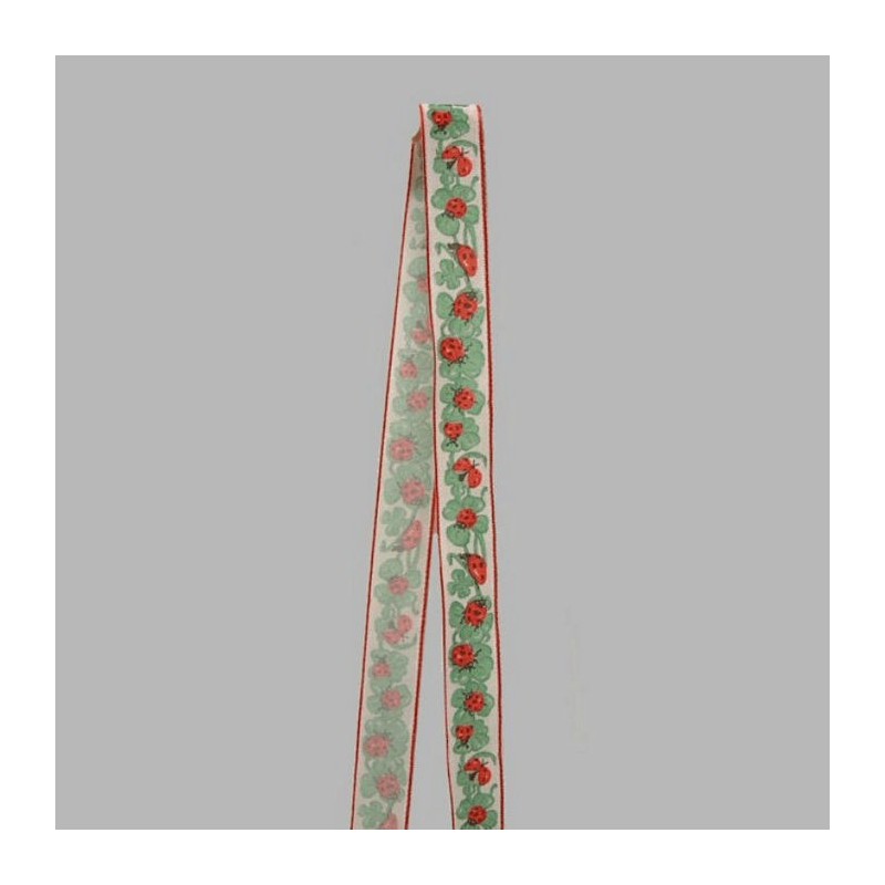 Decoration ribbon of fabric Ladybugs design width 25 mm