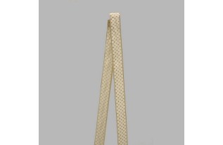 Decoration ribbon of fabric white gold Polka dot pattern width 25 mm