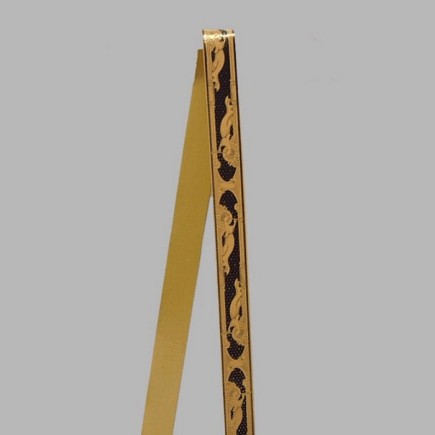 Decoration ribbon of fabric black gold ornament design width 30 mm