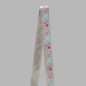 Decoration ribbon of fabric silver rose blue lovebirds width 35 mm