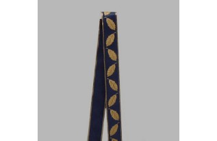 Decoration ruban de tissu or bleu conception de feuilles largeur 35 mm
